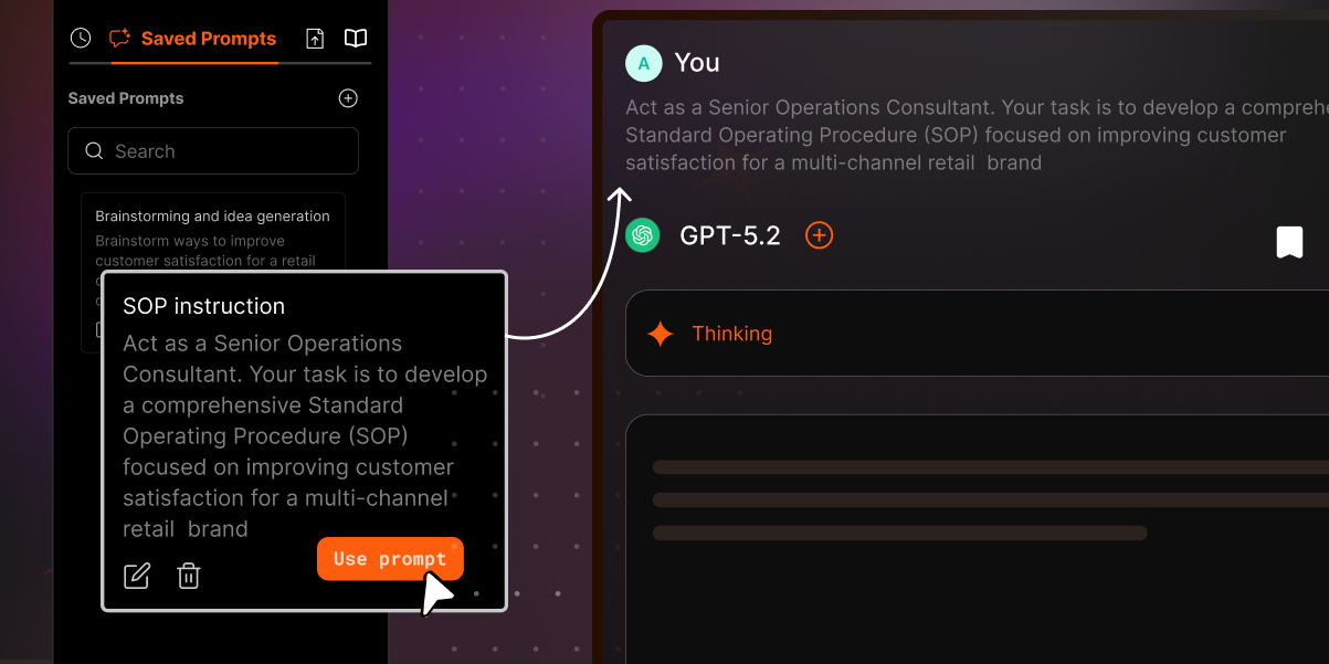 Saved Prompts & Team Prompt Library