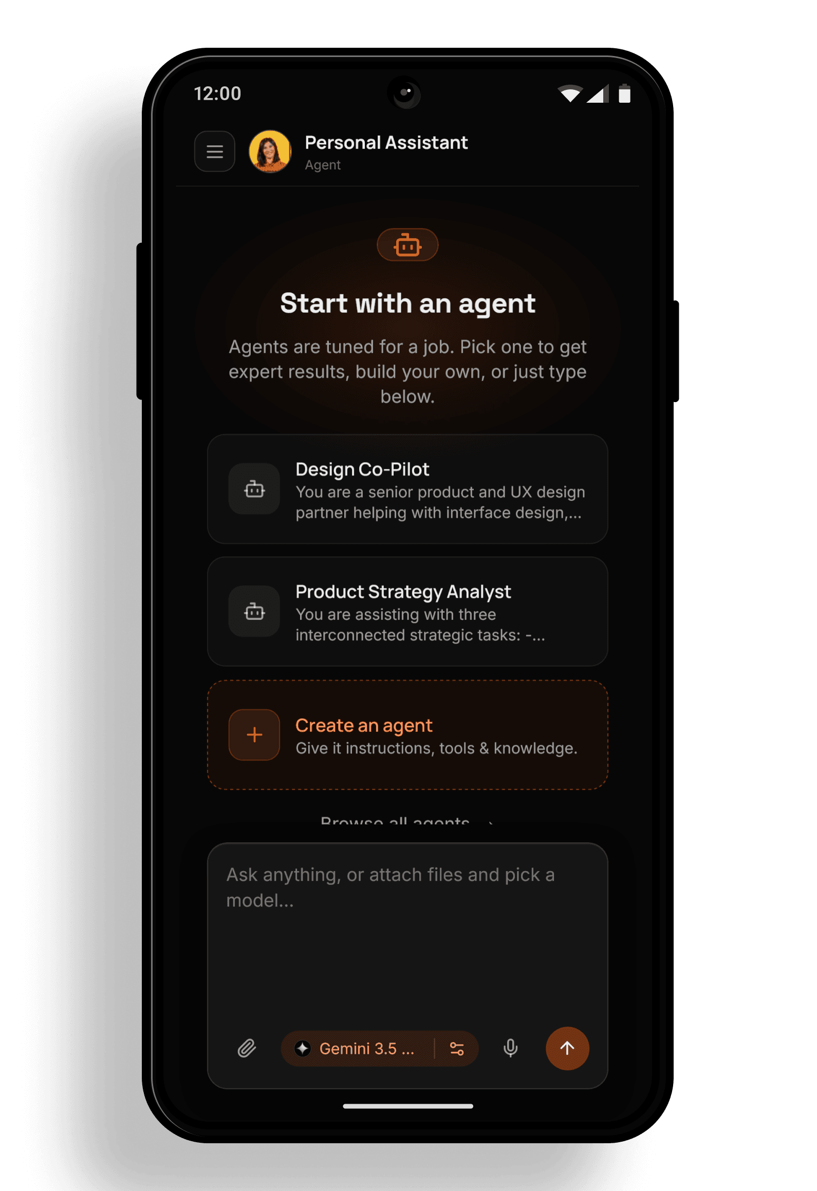 Starting with a custom AI agent in the Qolaba Android app