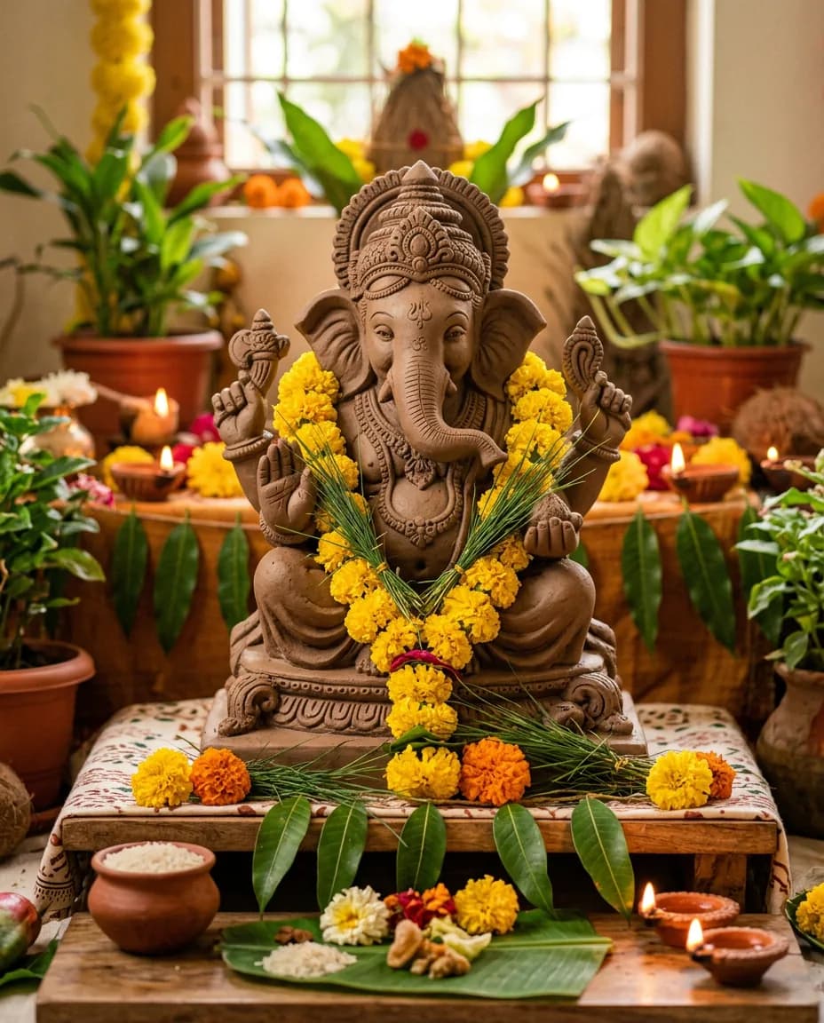 Eco-Friendly Shadu Clay Ganpati Idol