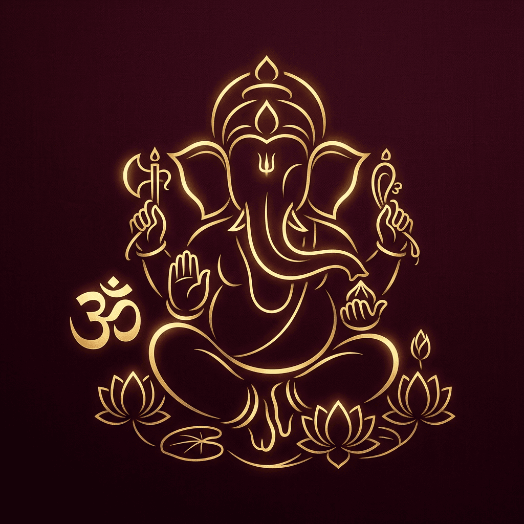 Lord Ganesha — Modern Minimalist Gold Line Art