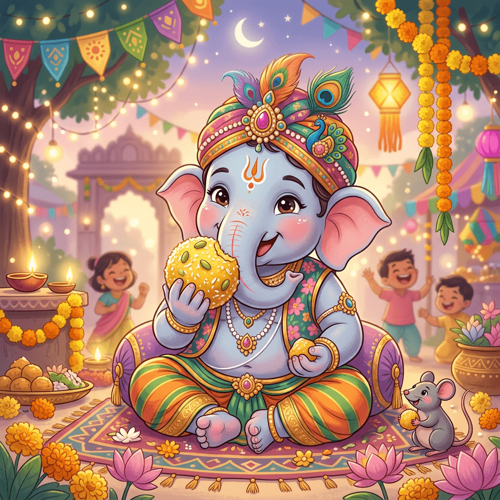 Bal Ganesha — Wholesome Storybook Illustration
