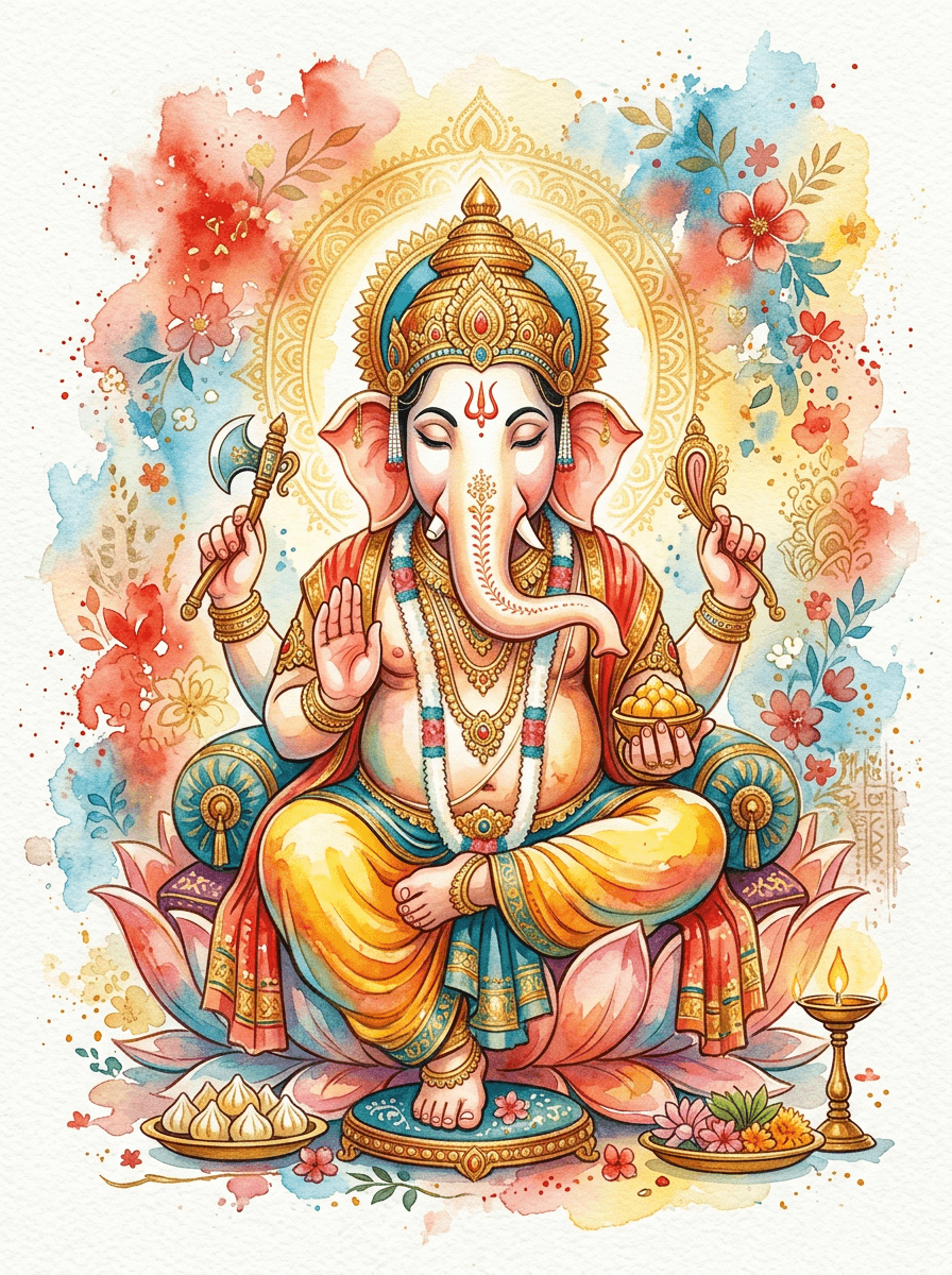 Lord Ganesha — Fluid Watercolor Painting
