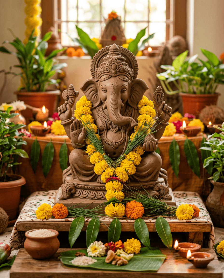 Eco-Friendly Shadu Clay Ganpati Idol