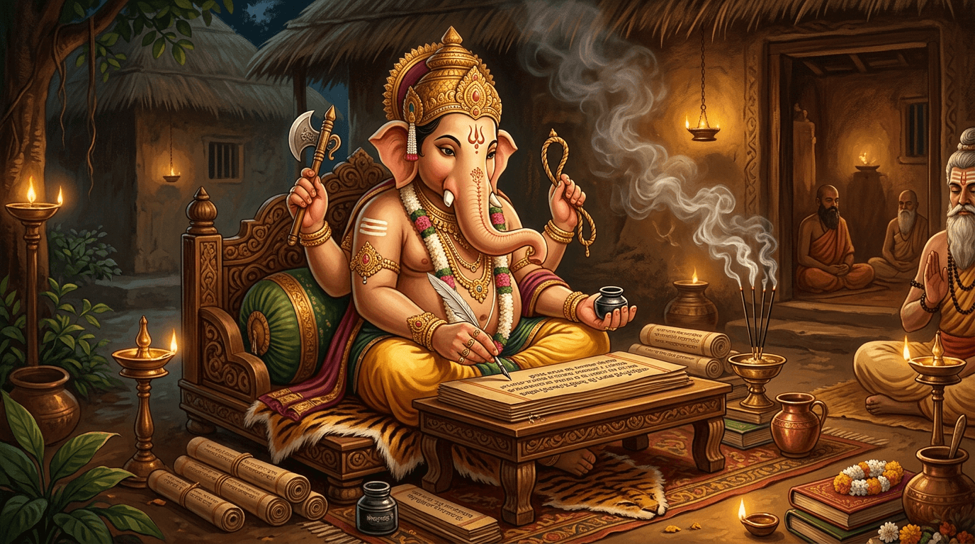 Lord Ganesha Writing the Sacred Mahabharata