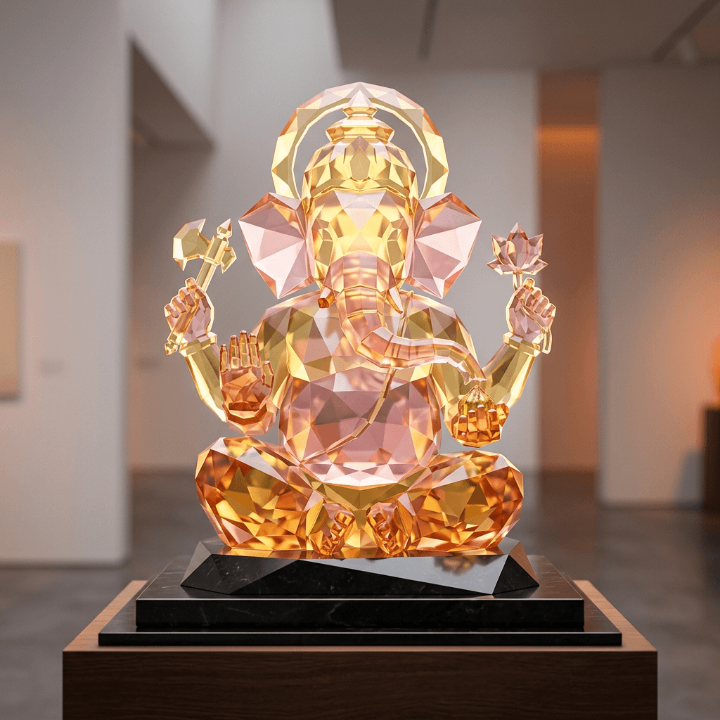Prismatic Faceted Crystal Sculpture
