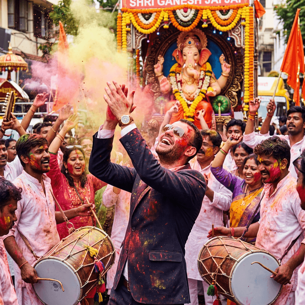Joyful Agaman Procession Celebration with Gulal